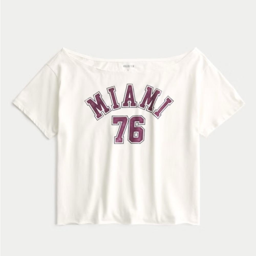 Hollister Off the Shoulder Graphic Tee